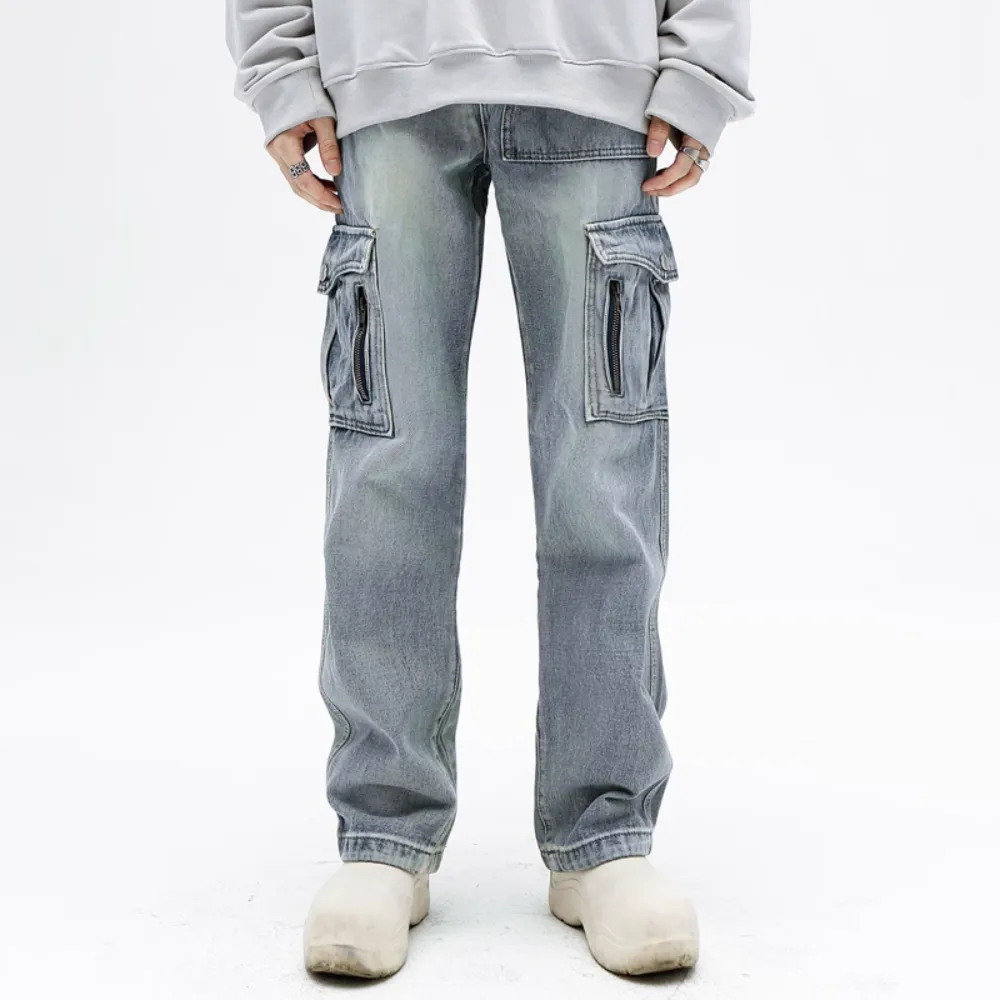 Vintage Multi-Pocket Straight Leg Jeans