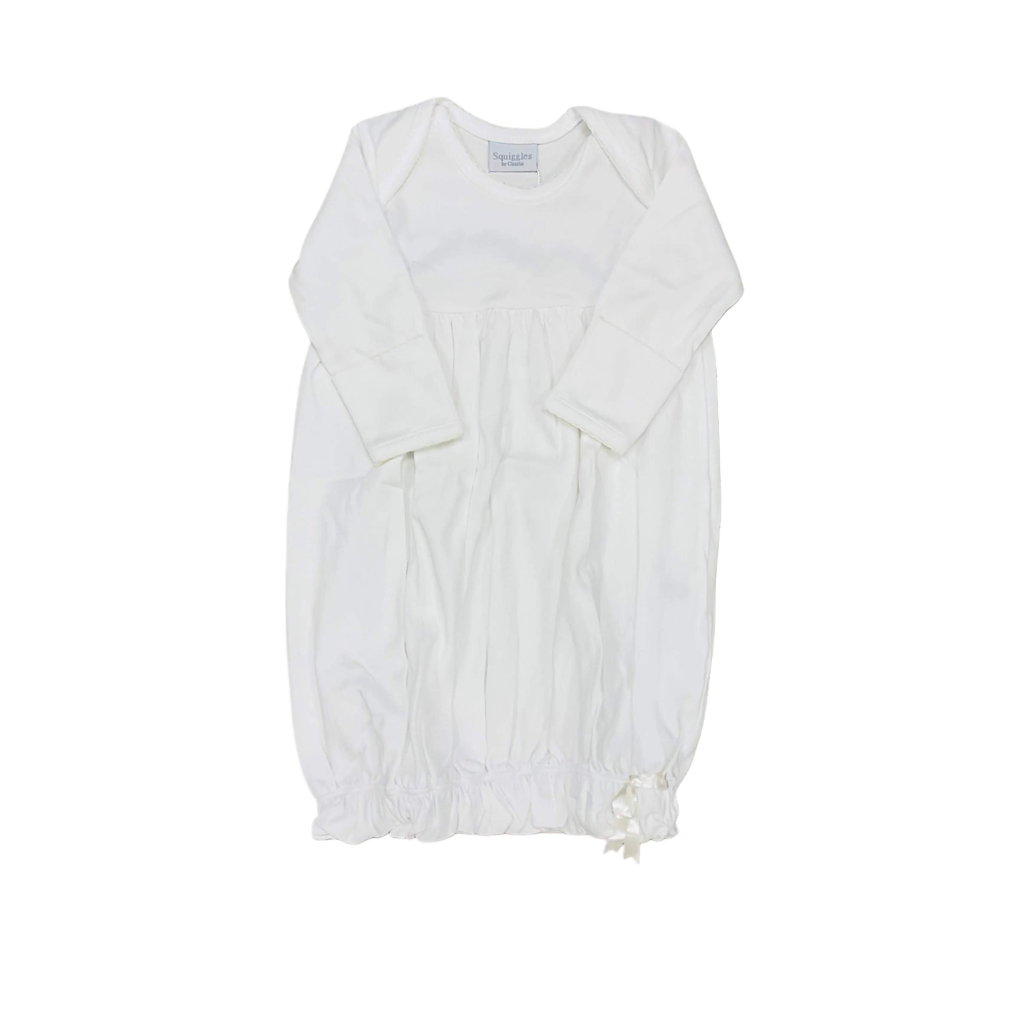 White/Ecru Trim Lap Shoulder Daygown