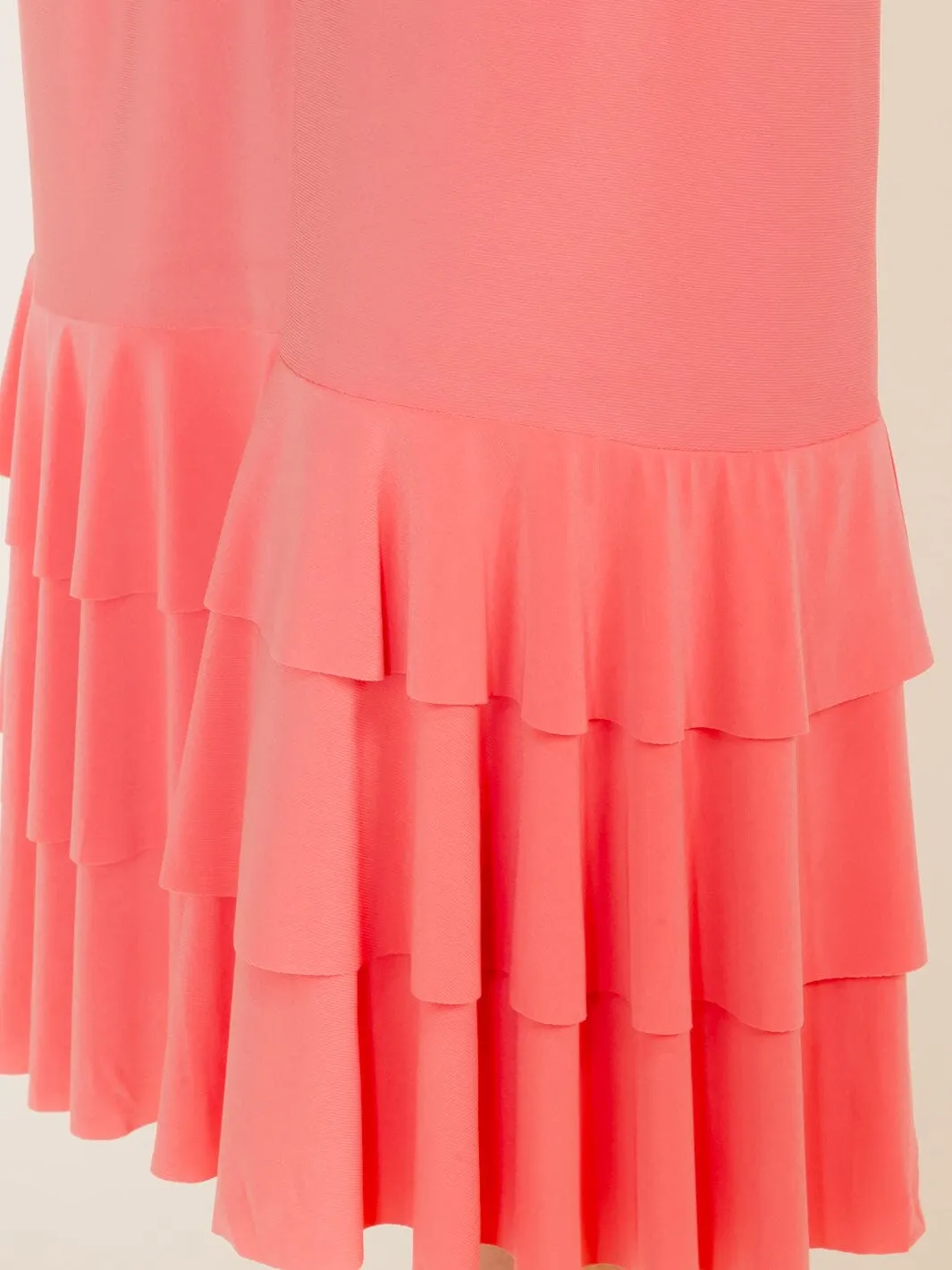 WOMEN'S 3/4 SLEEVE FRONT POCKETS TIERED RUFFLE BOTTOM HEM MAXI DRESS