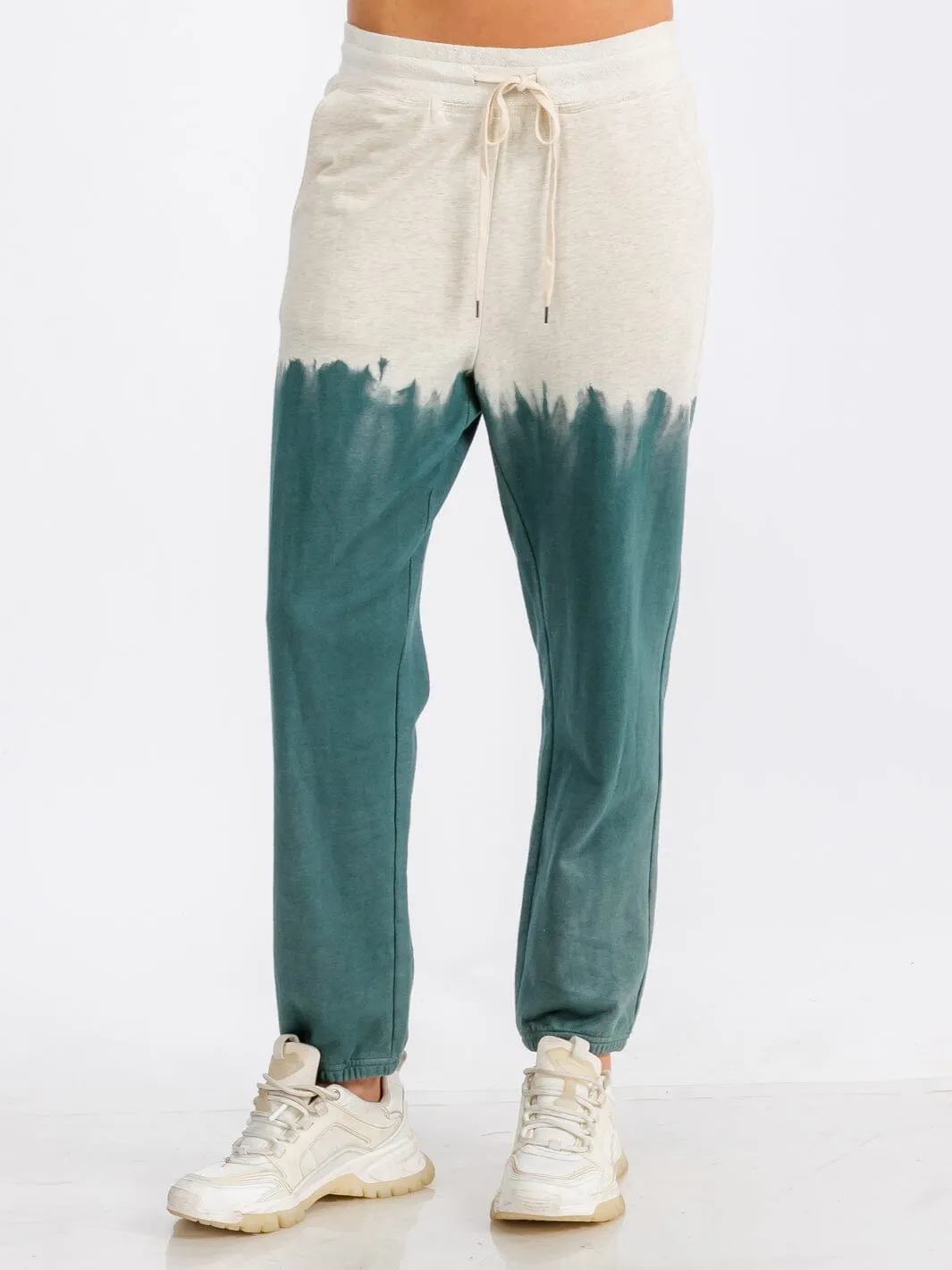 WOMEN'S ELASTIC WAIST FRONT POCKET COLORBLOCK SWEATPANTS