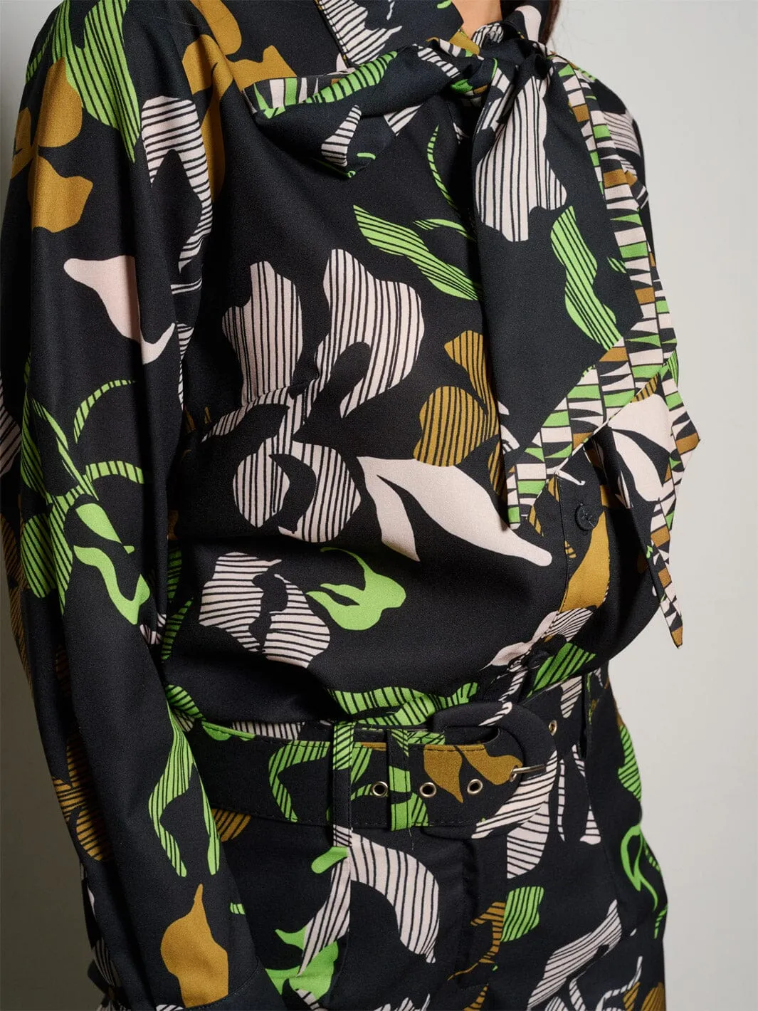 WOMEN'S LONG SLEEVE BLOUSE & WIDE LEG PANTS PRINTED 2PC. SET