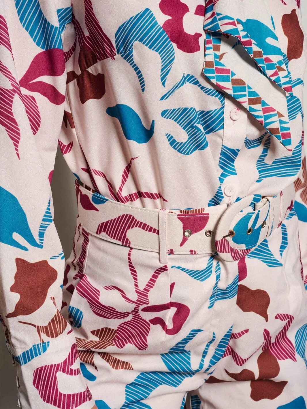 WOMEN'S LONG SLEEVE BLOUSE & WIDE LEG PANTS PRINTED 2PC. SET