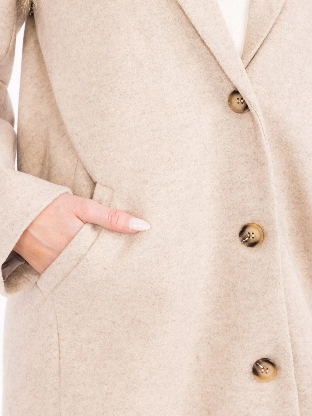WOMEN'S LONG SLEEVE BUTTON CLOSURE FRONT POCKETS LONG COAT