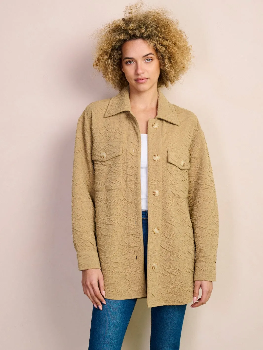 WOMEN'S LONG SLEEVE BUTTON UP POCKETS DETAILED JACKET