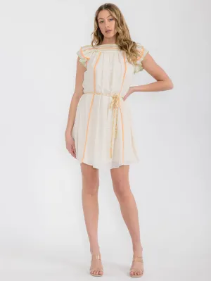 WOMEN'S SHORT RUFFLE SLEEVE MULTI COLOR TUNIC MINI DRESS