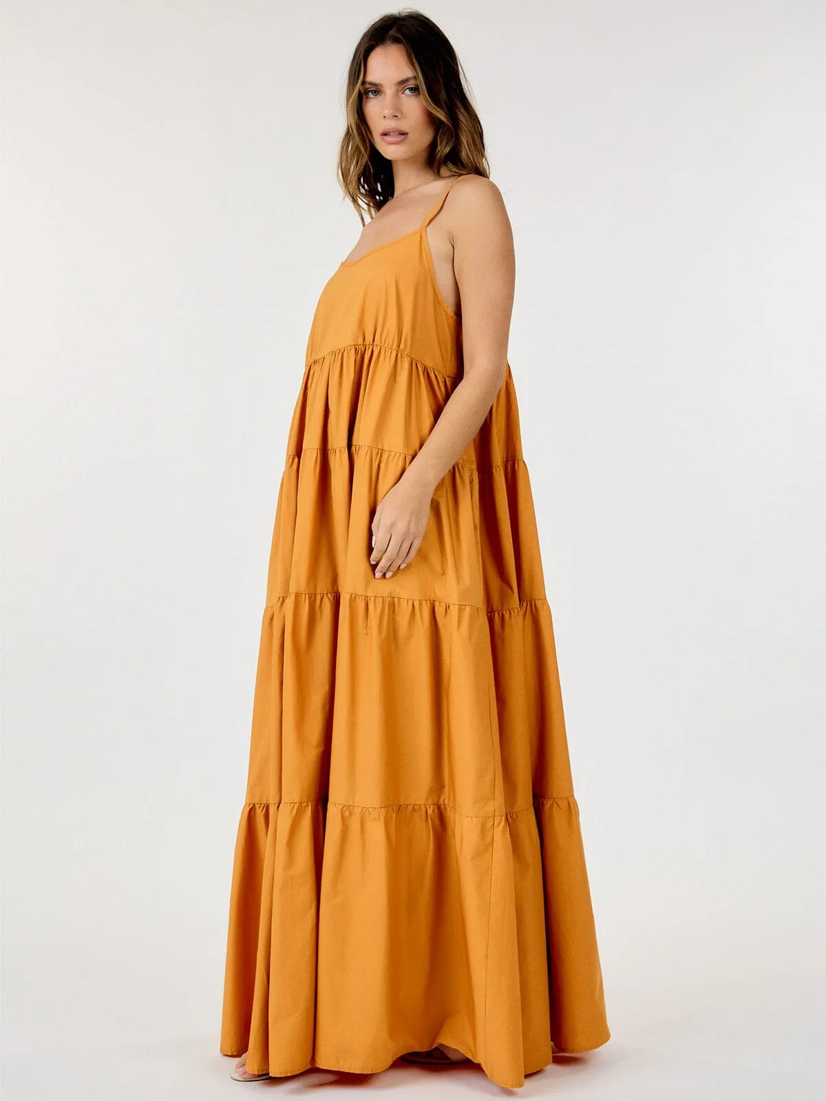 WOMEN'S SLEEVELESS POCKETS TIERED TUNIC MAXI DRESS