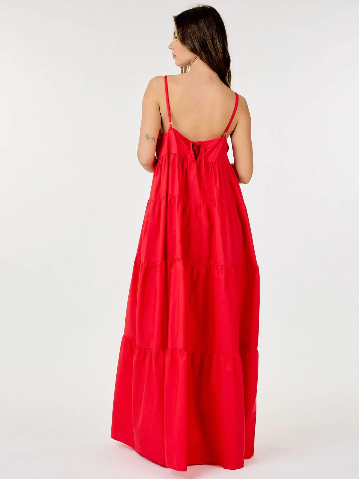 WOMEN'S SLEEVELESS POCKETS TIERED TUNIC MAXI DRESS