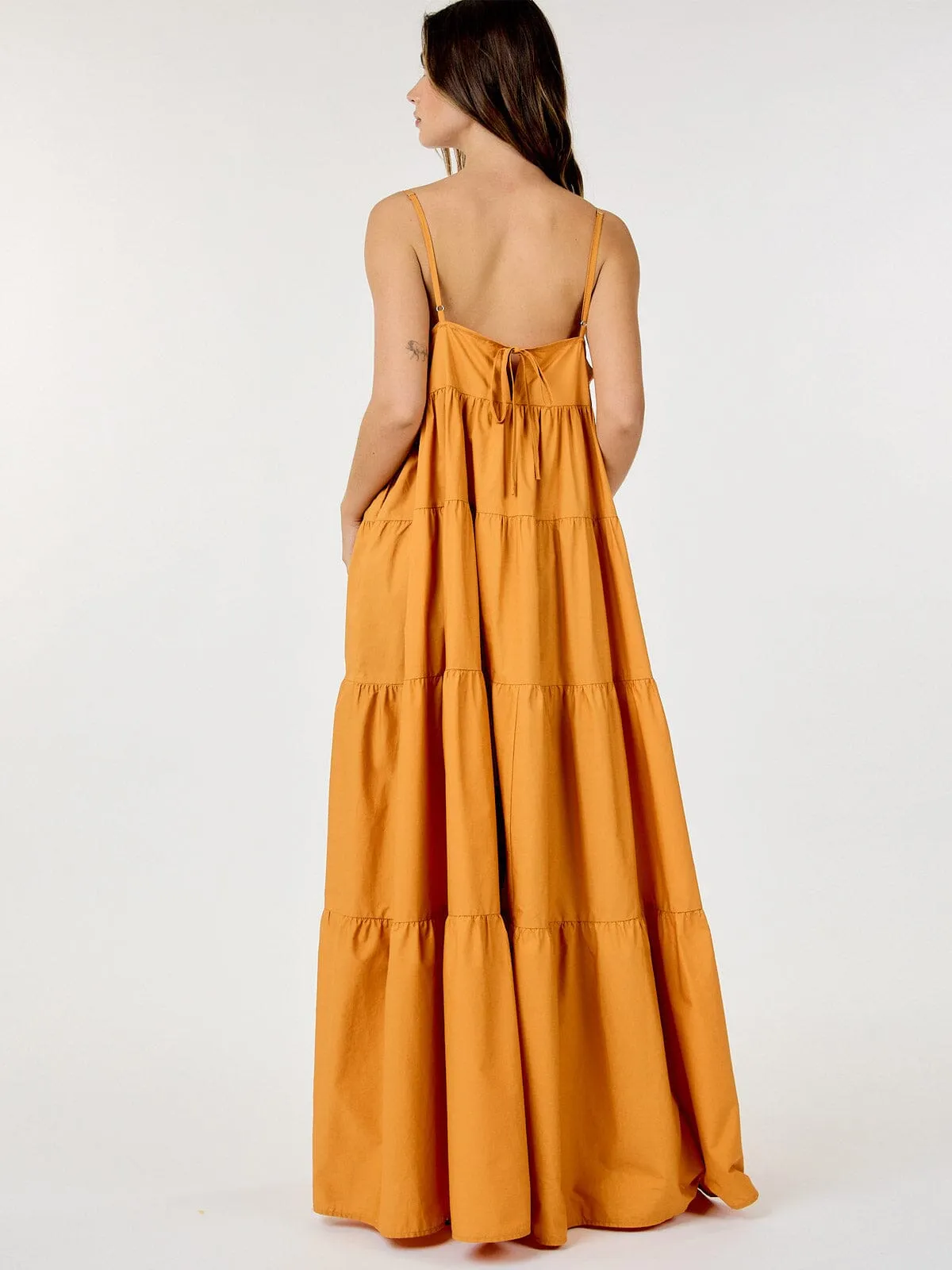 WOMEN'S SLEEVELESS POCKETS TIERED TUNIC MAXI DRESS