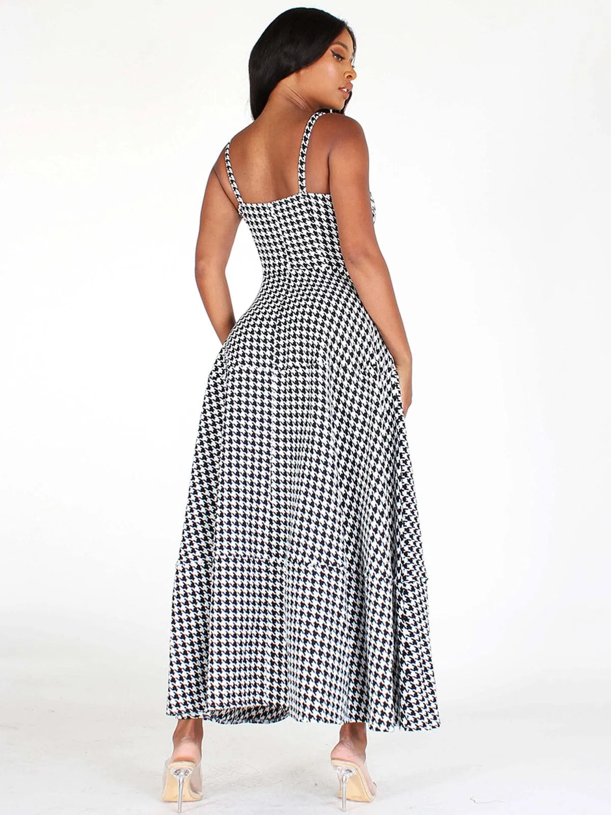 WOMEN'S SLEEVELESS PRINTED POCKETS MAXI DRESS