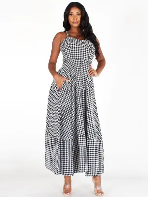 WOMEN'S SLEEVELESS PRINTED POCKETS MAXI DRESS