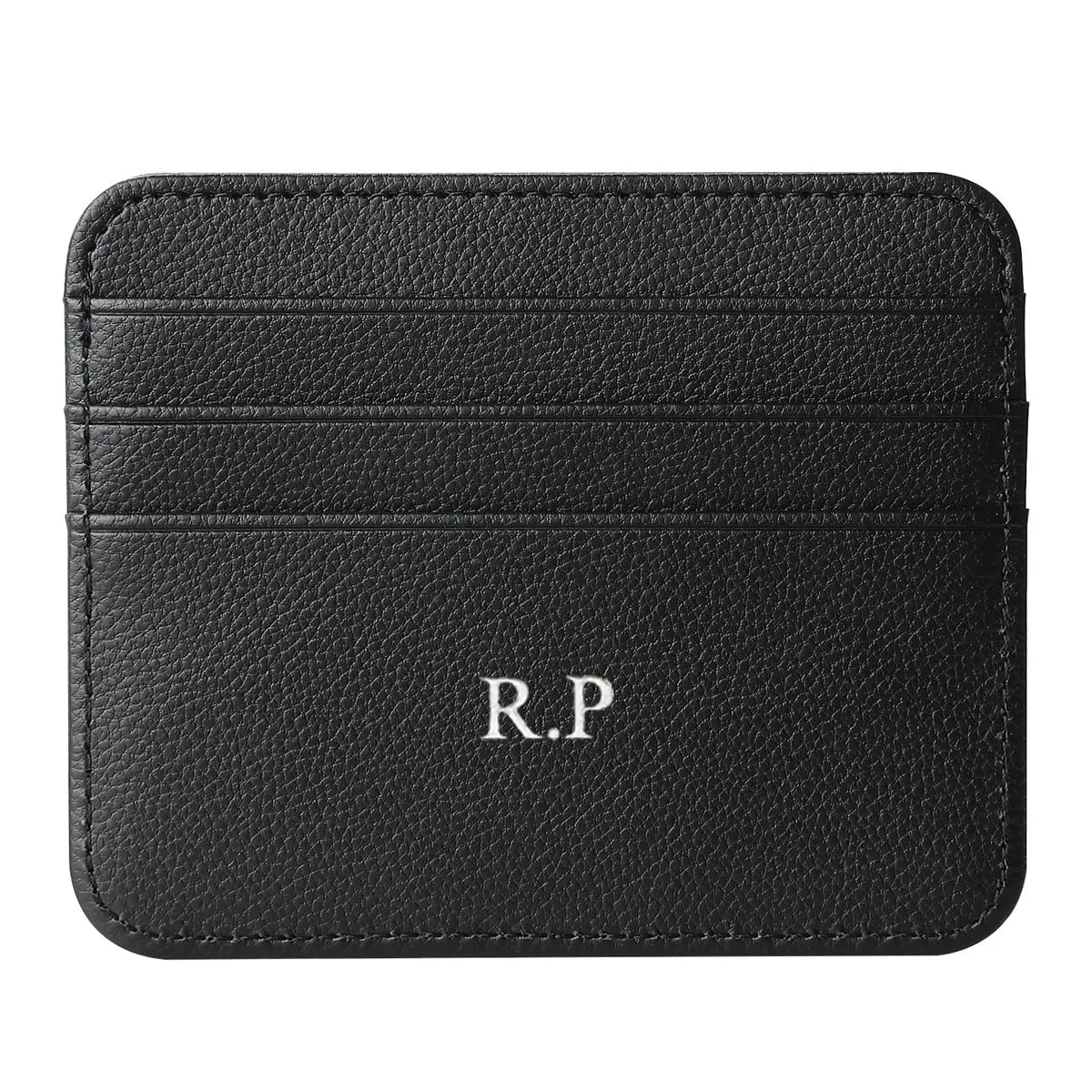 ZIPULIS Custom Gold Silver Initial letters Credit Card Holder Wallet, Front Pocket Wallets (pebble black)