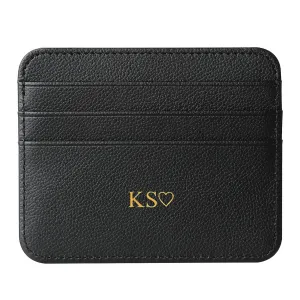 ZIPULIS Custom Gold Silver Initial letters Credit Card Holder Wallet, Front Pocket Wallets (pebble black)