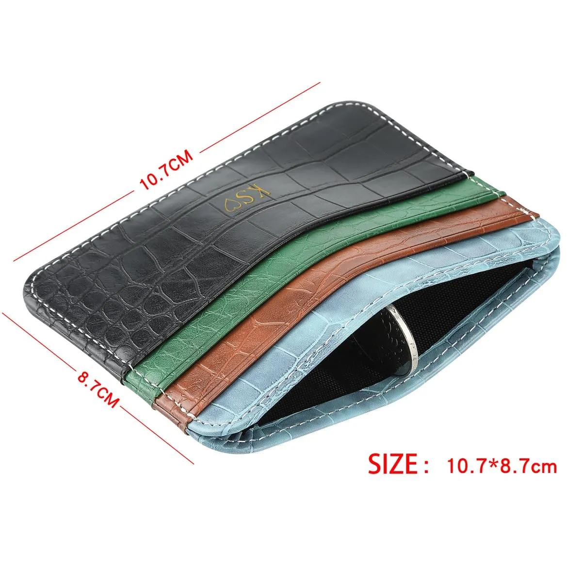 ZIPULIS Custom Gold Silver Initial letters Credit Card Holder Wallet, Front Pocket Wallets (pebble black)
